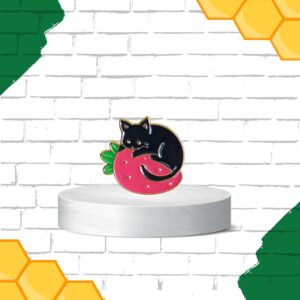 Black Cat Strawberry Pin Ireland